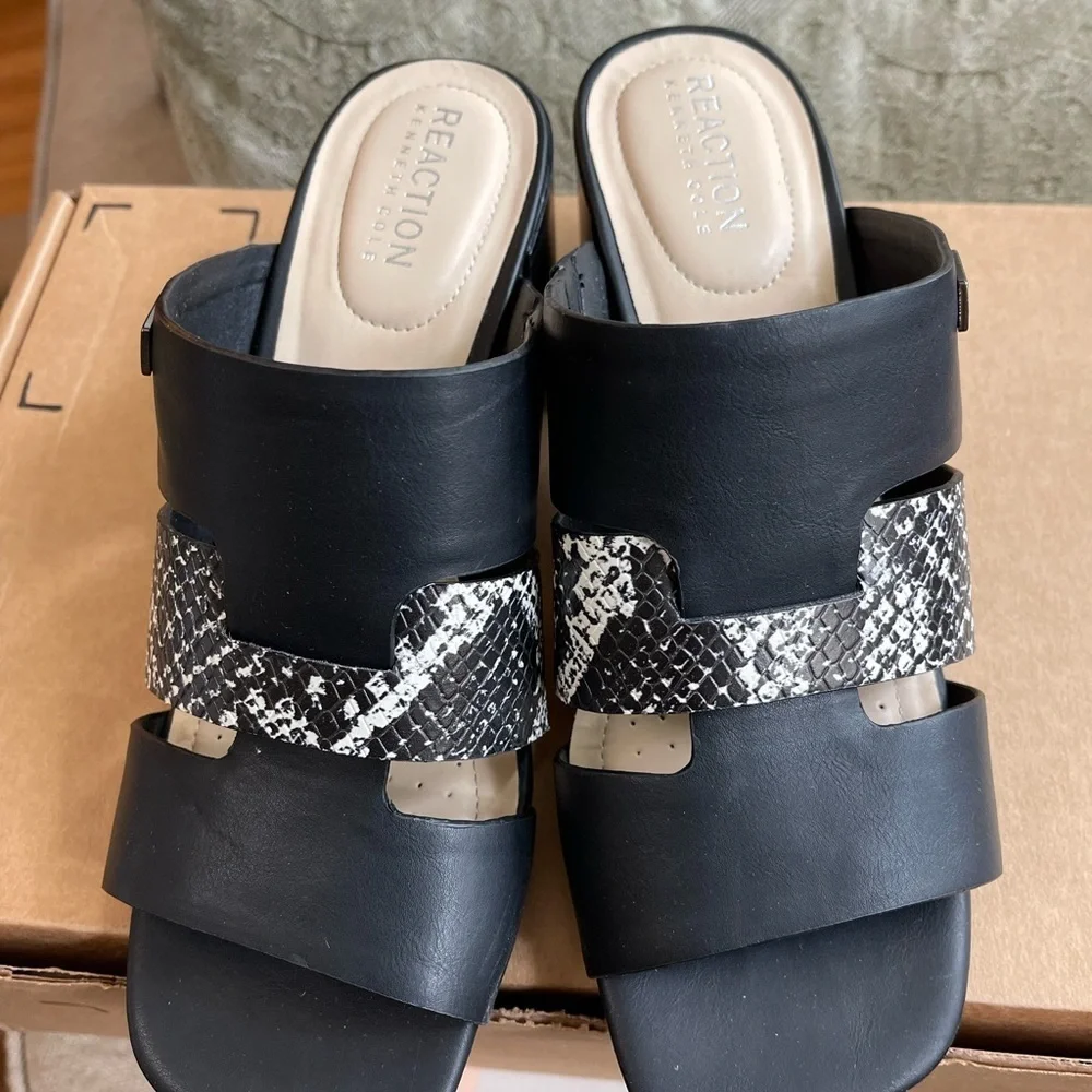 Kenneth Cole Reaction New bkack slides sandals 6.5 final sale